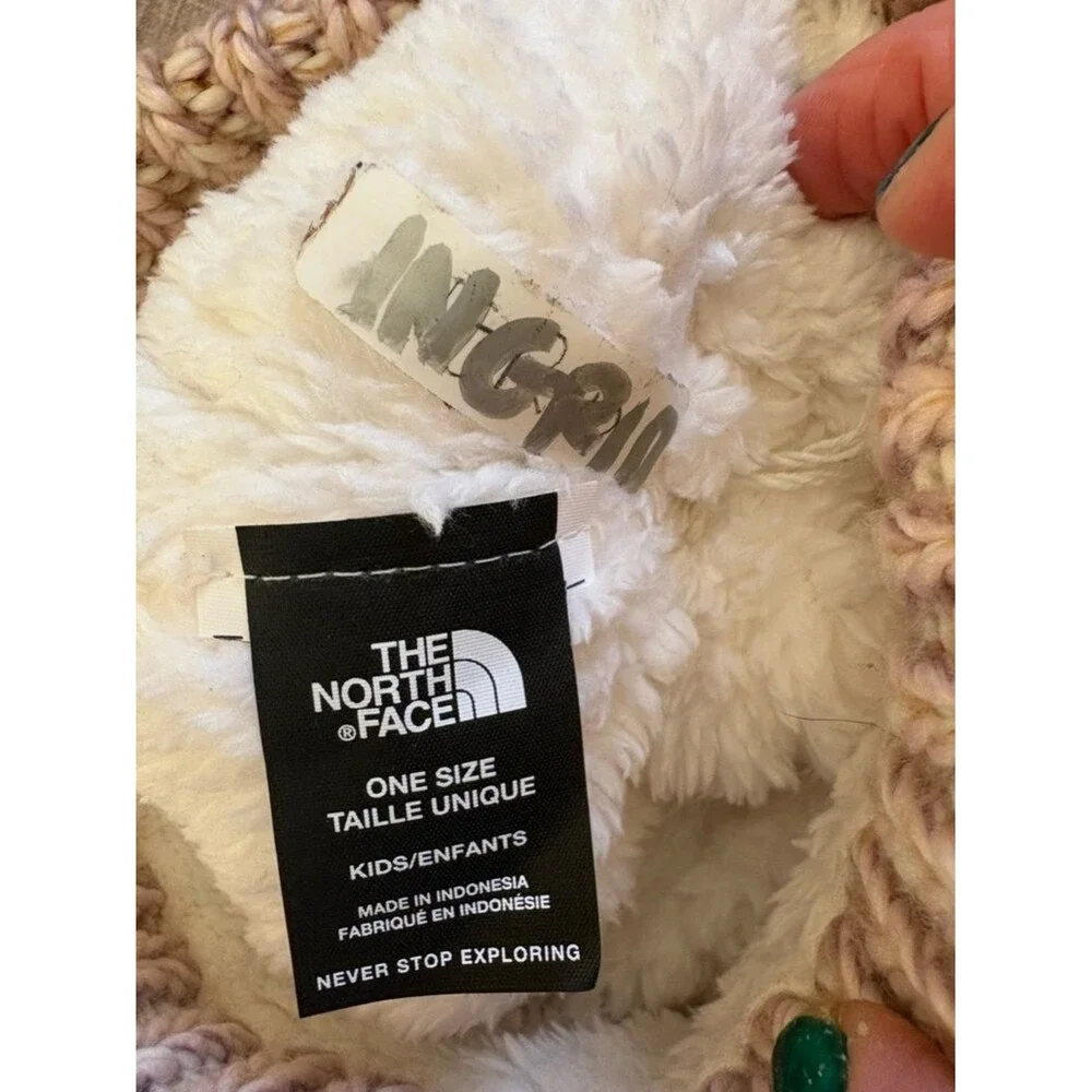 North Face Winter Bean Hat With Pom Pom Size Infant Cream Pink